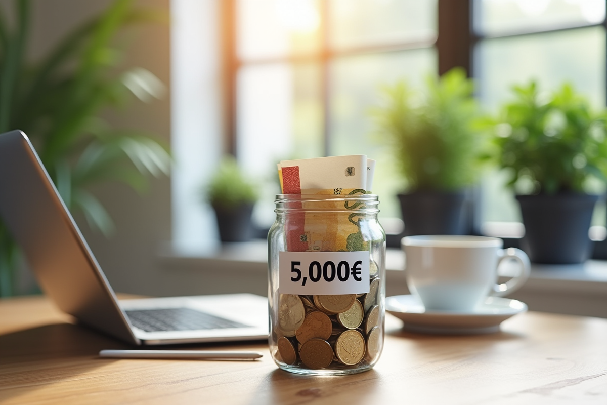 Caisse remplie de billets et pièces d