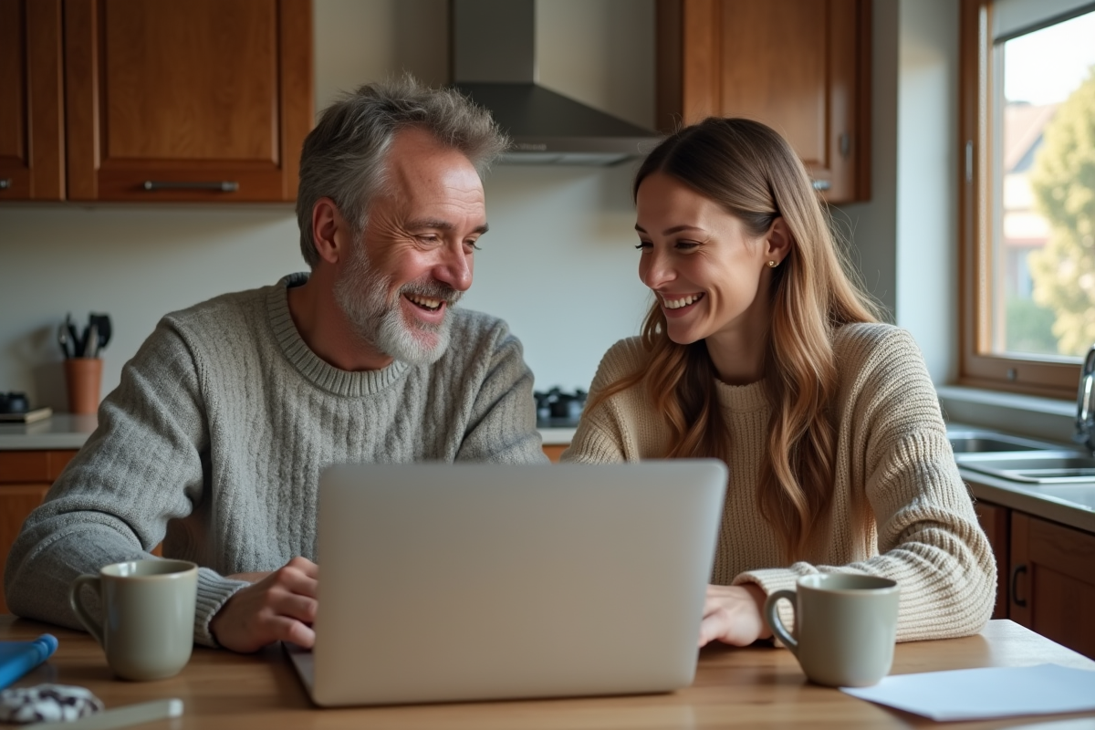Couple discutant de financement immobilier à la maison