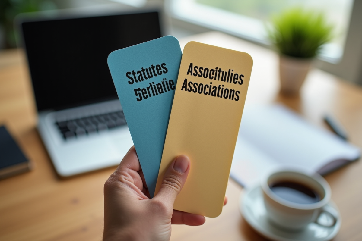Main tenant dossiers statuts et association sur un bureau