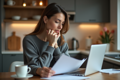 Femme d age moyen travaillant à la maison