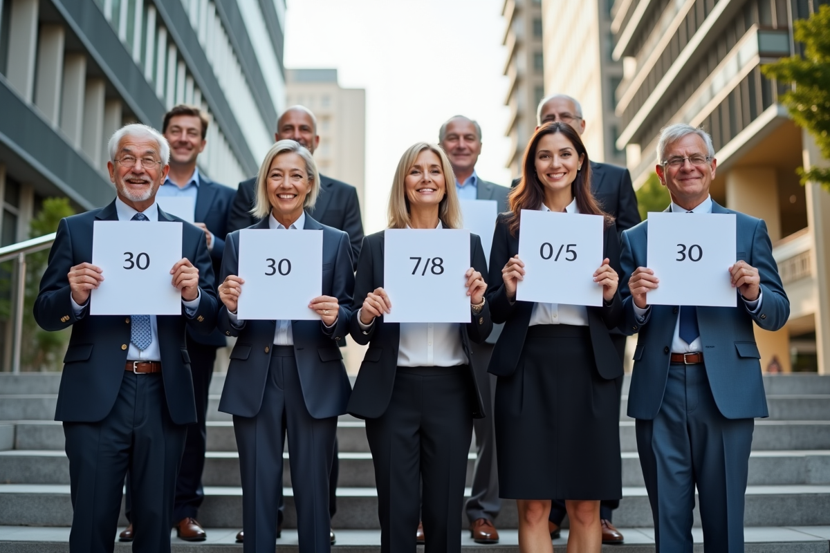 Groupe diversifié avec signes d