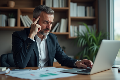 Homme d'affaires pensif dans son bureau moderne