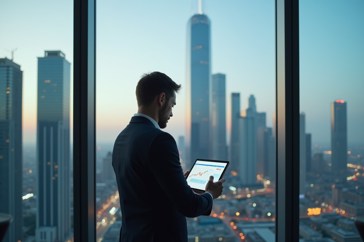 Investisseur confiant dans un bureau moderne en ville