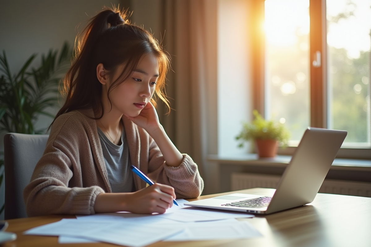 Jeune femme remplissant des formulaires de demande d emploi