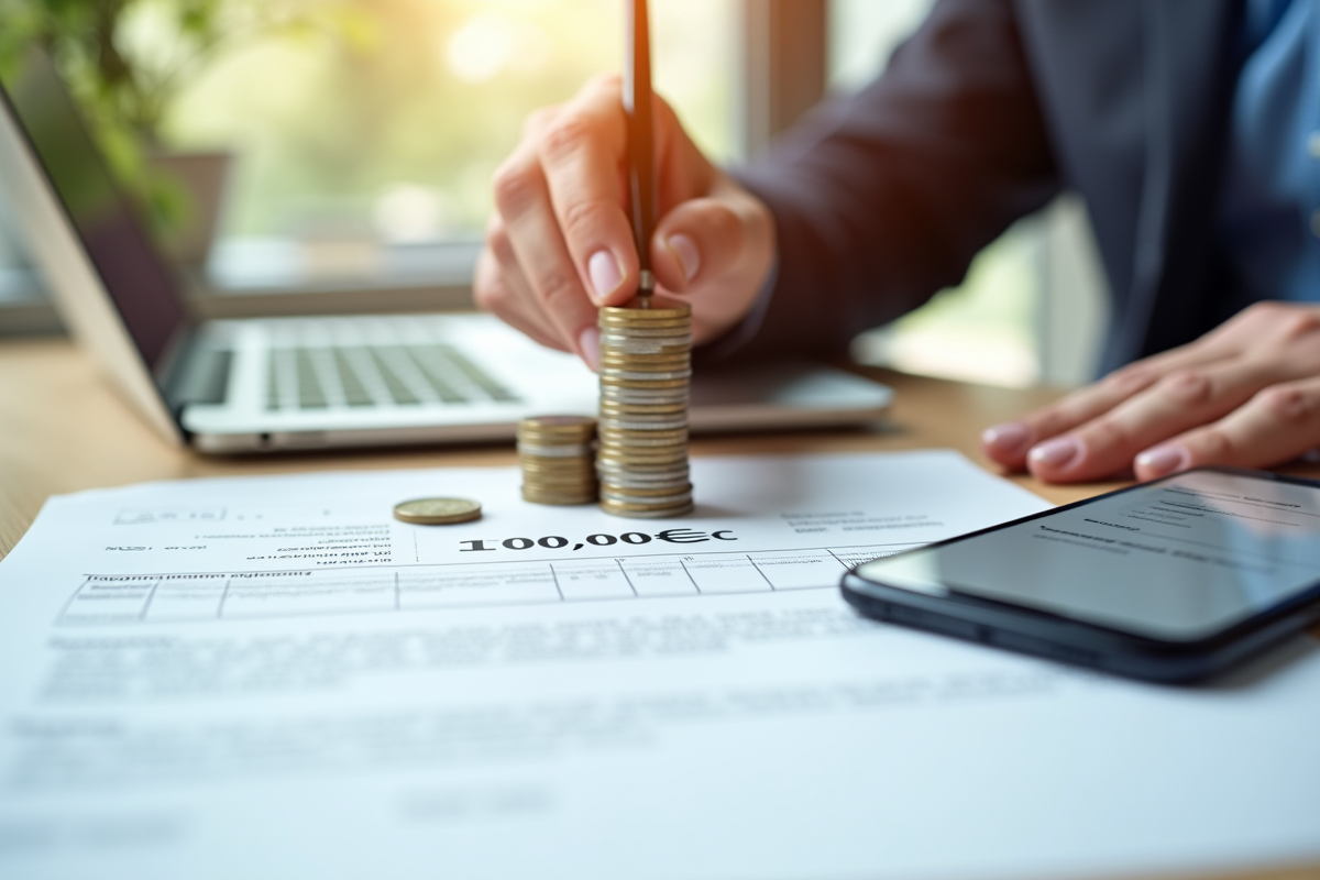 Main empilant des euros près d