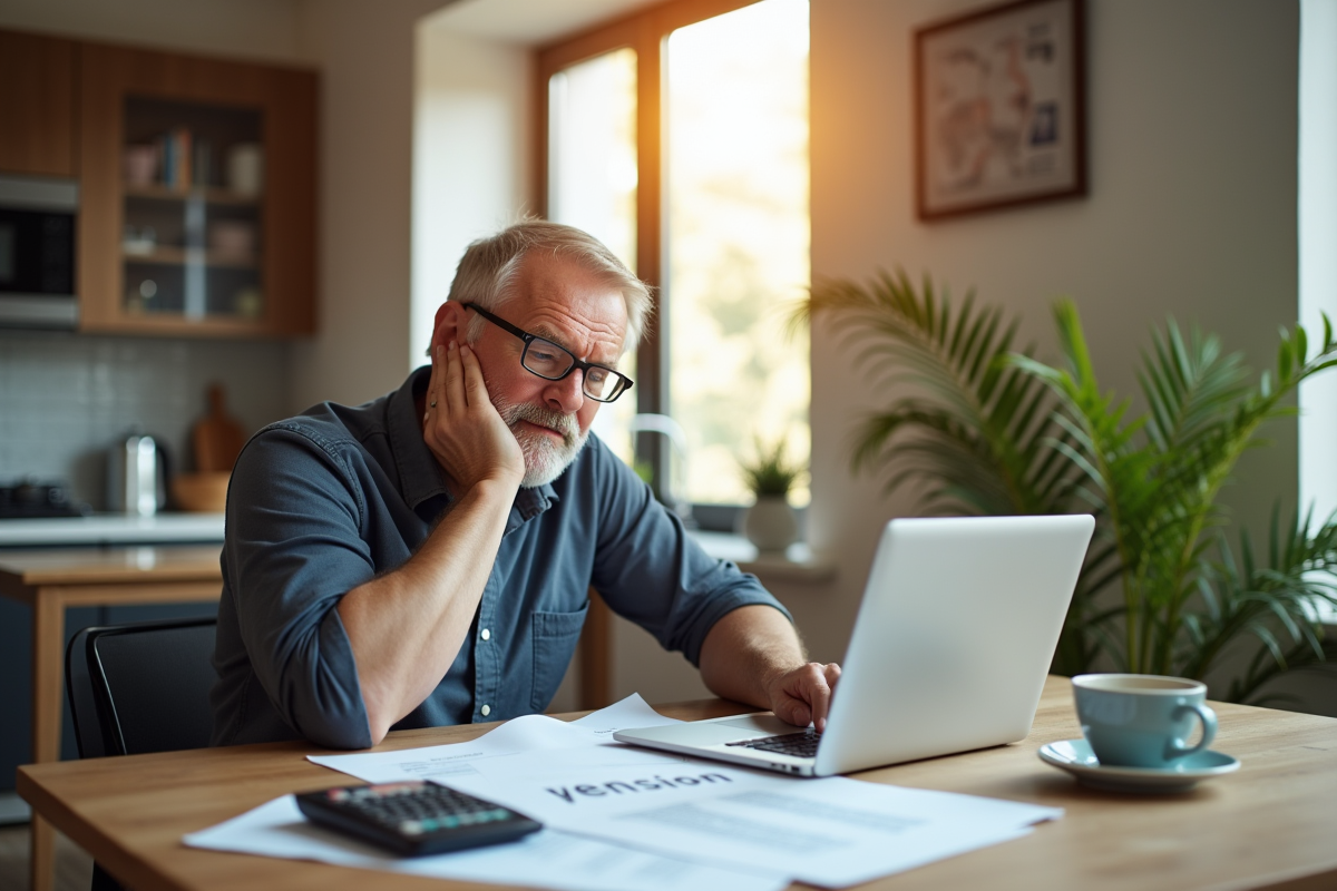 Personne réfléchissant à la pension à la maison